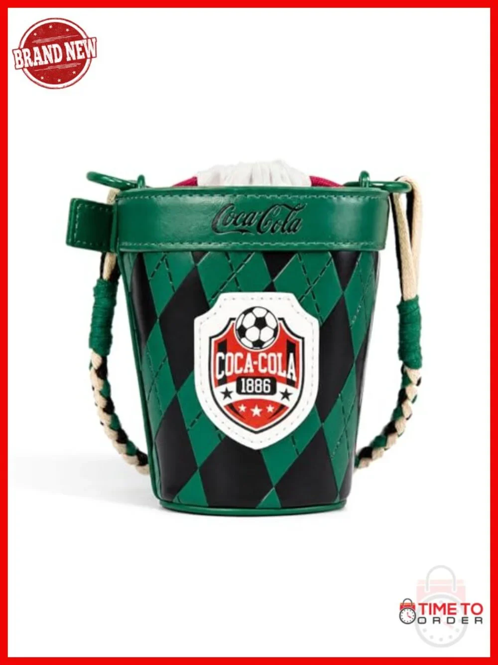 Mini Drawstring Bucket Crossbody Bag with Soccer Patch